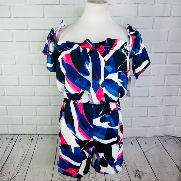 NWT Shoedazzle Abstract Print Off Shoulder Romper - Medium - Picture 4 of 11